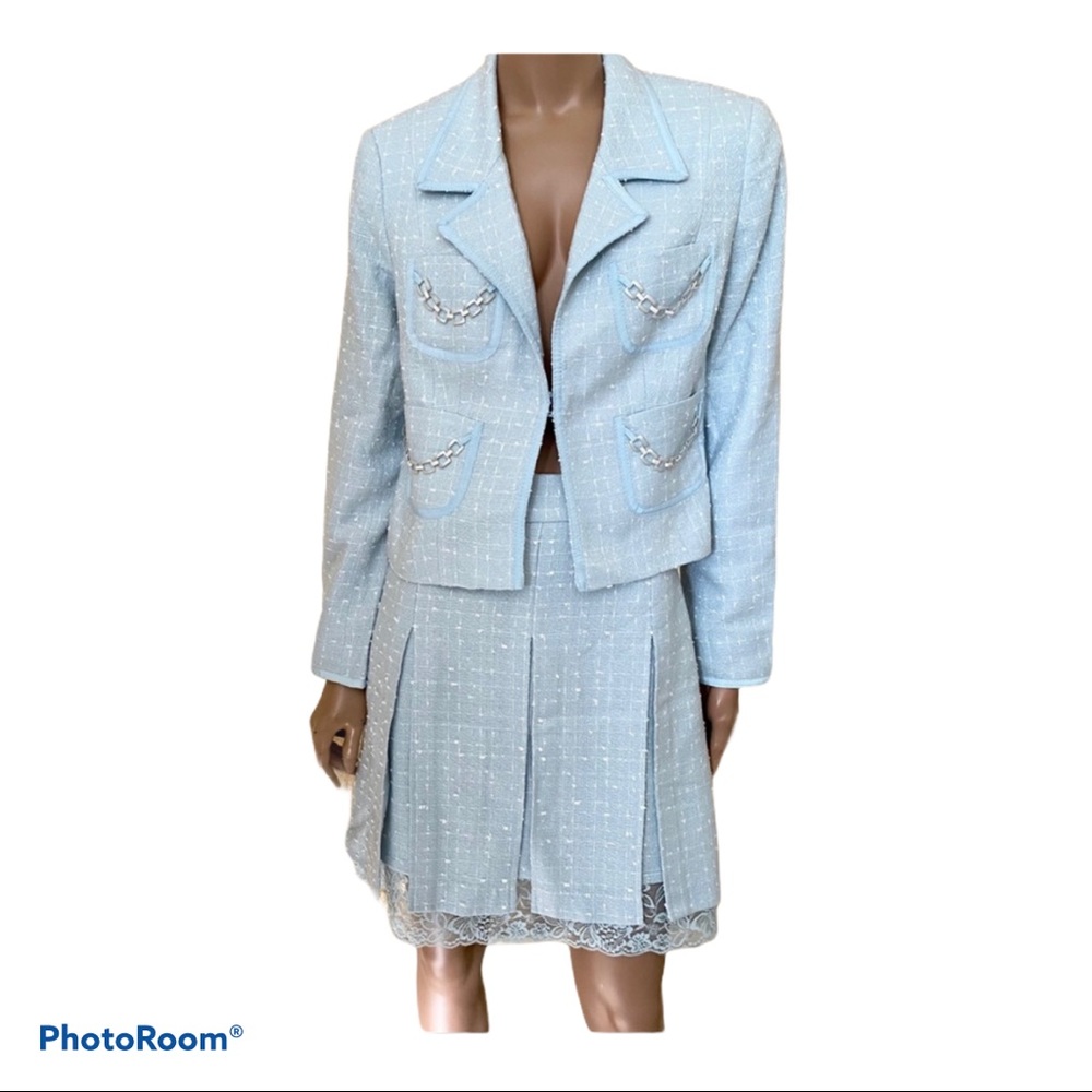Elegant Blue Women's Skirt Suit